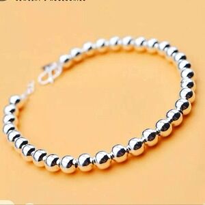 Beaded Ball Sterling Silver Bracelet 8mm